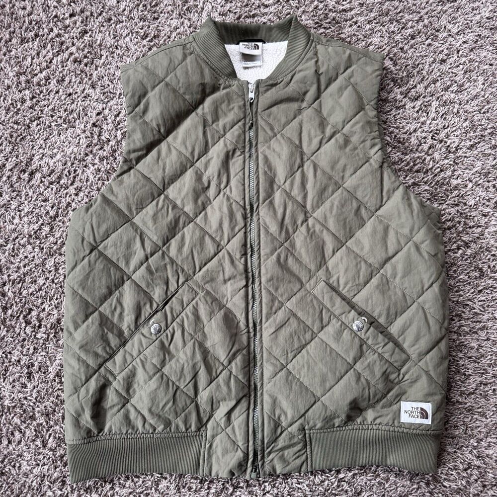 The North Face Cuchillo Sherpa Lined softshell Quilted Vest Men's L Green *read*